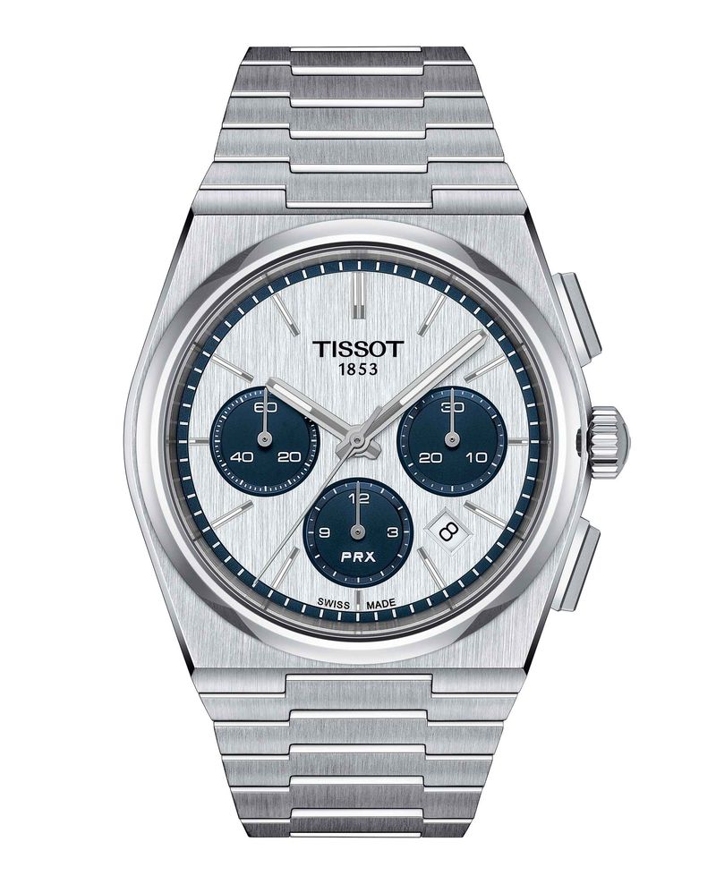 Reloj-Tissot-PRX-Chrono-Acero-Blanco