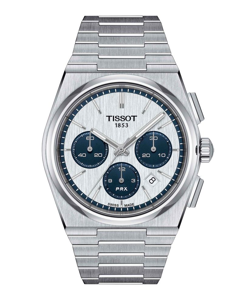 Reloj-Tissot-PRX-Chrono-Acero-Blanco