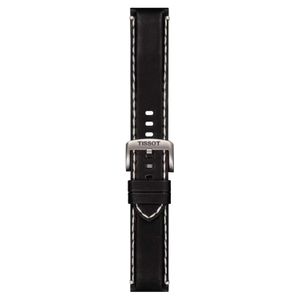 Correa Tissot Cuero Negro con Costuras 22mm