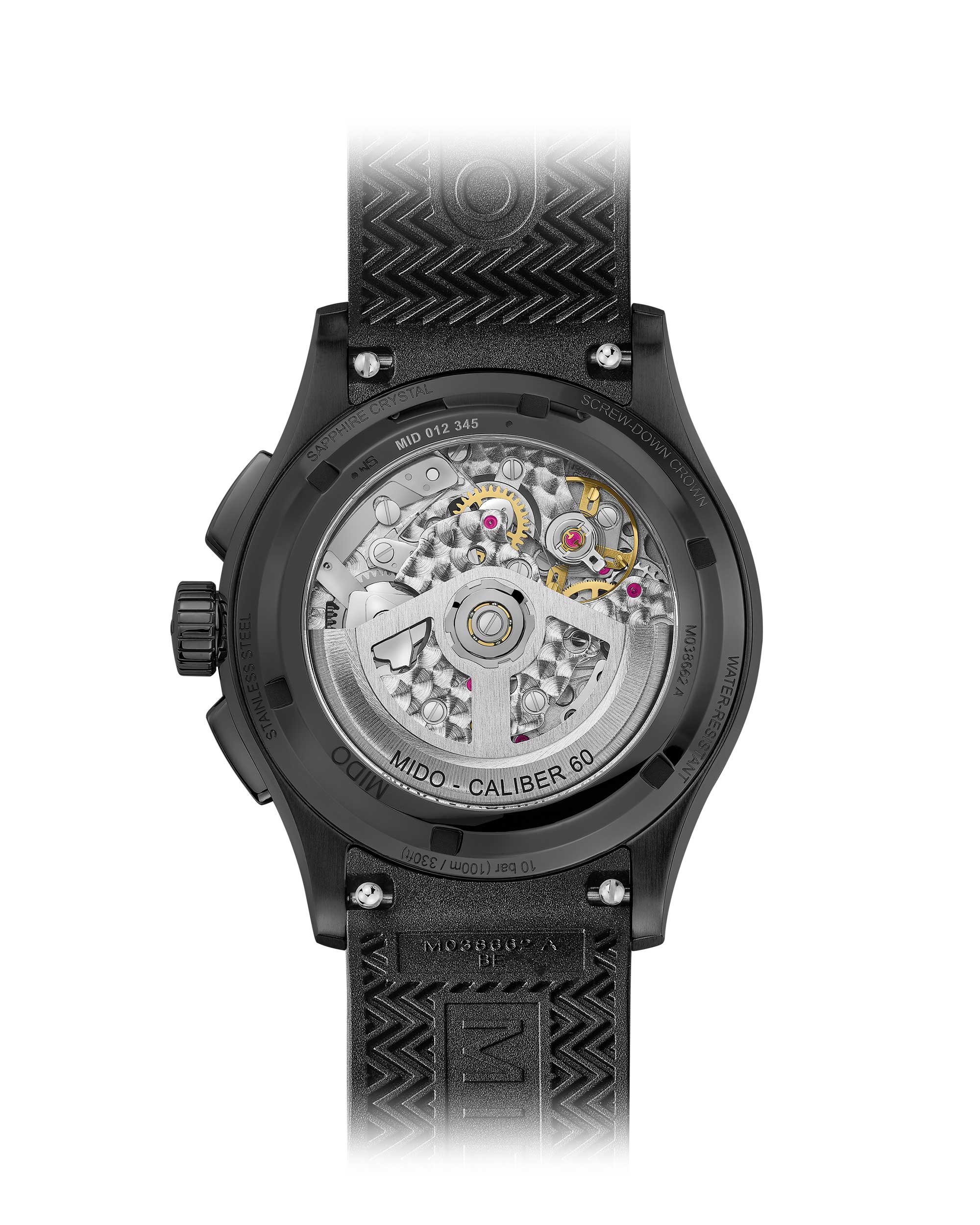 Reloj Mido Multifort Skeleton Chronograph Resina Negro - Zait.cl